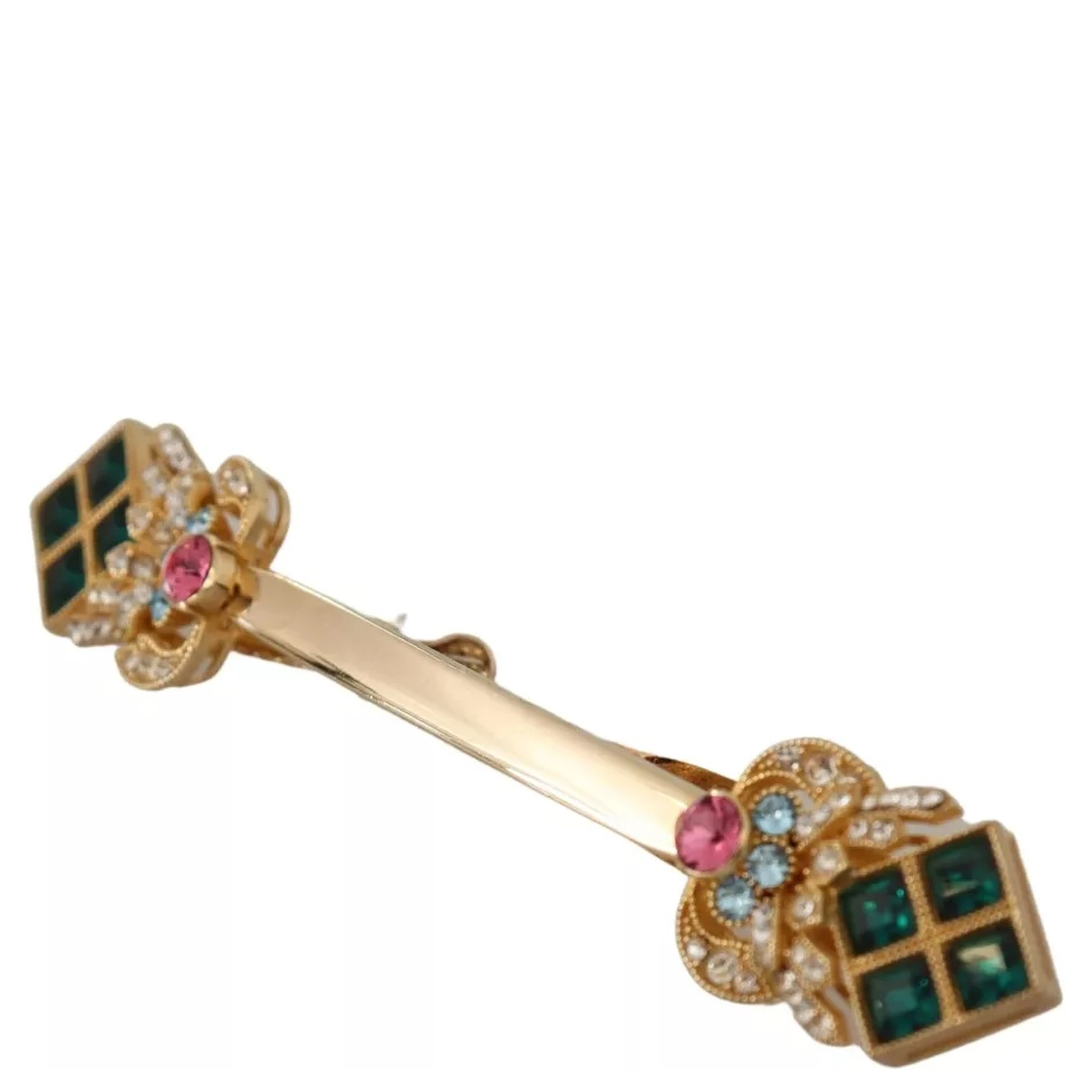 Gold Plated 925 Sterling Silver Crystal Collar Stop Brooch