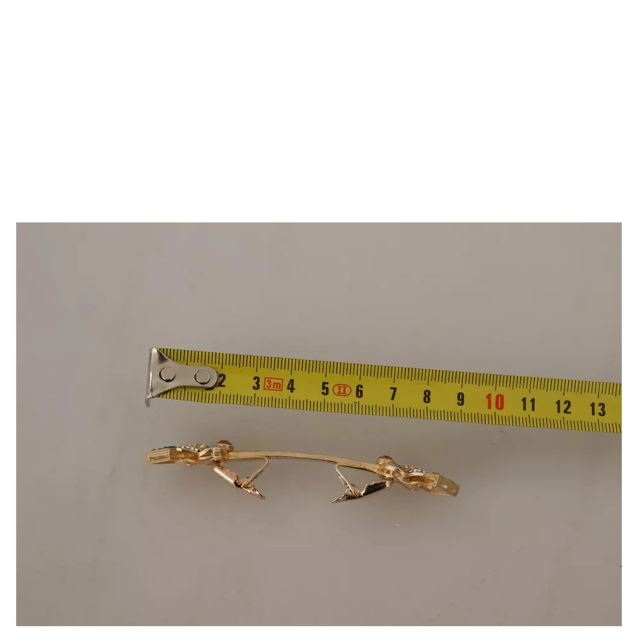 Gold Plated 925 Sterling Silver Crystal Collar Stop Brooch