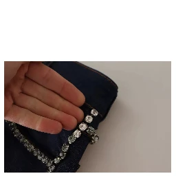 Dark Blue Embellished Denim Hot Pants Shorts