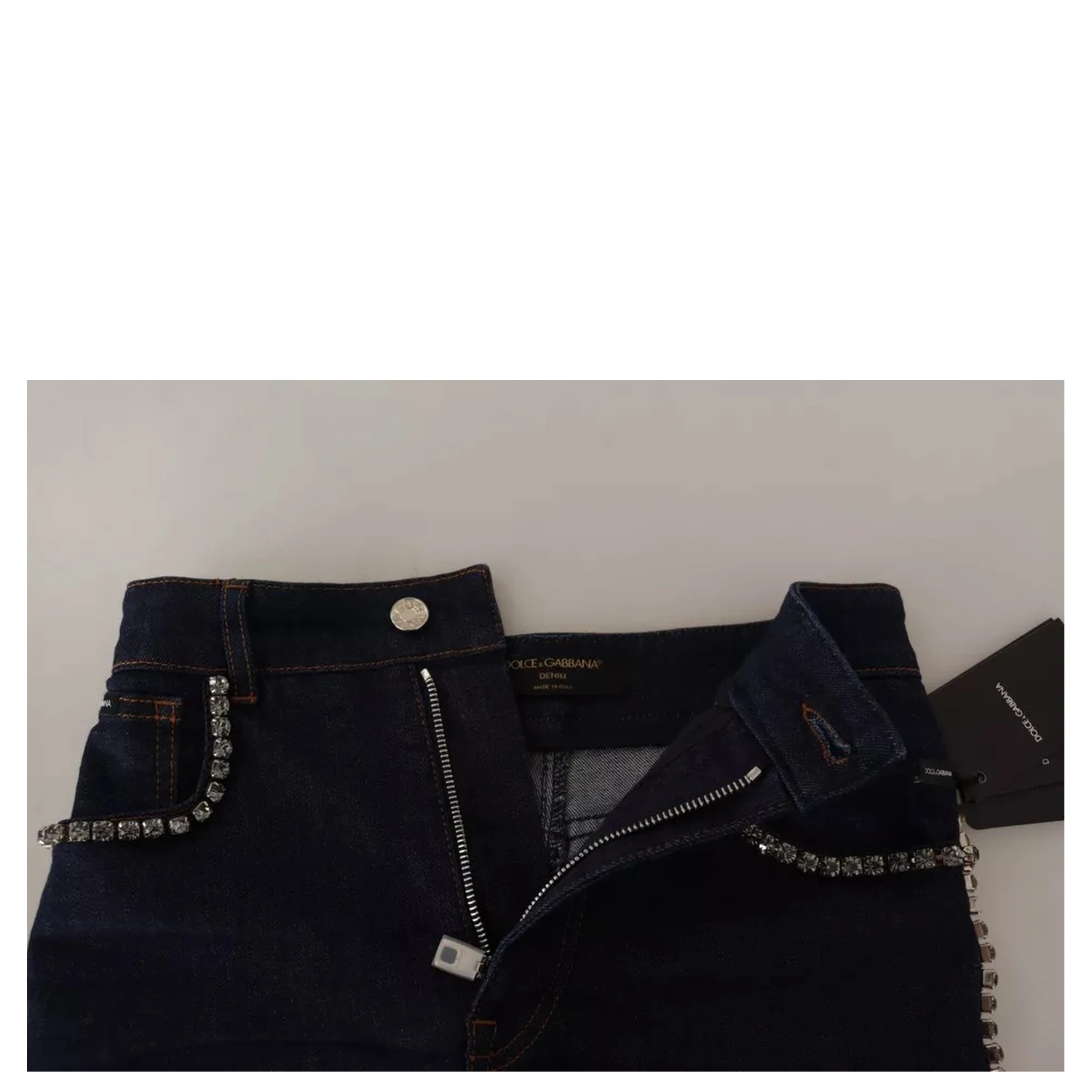 Dark Blue Embellished Denim Hot Pants Shorts