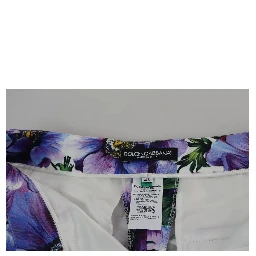 Purple Floral Print Tapered Cotton Pants