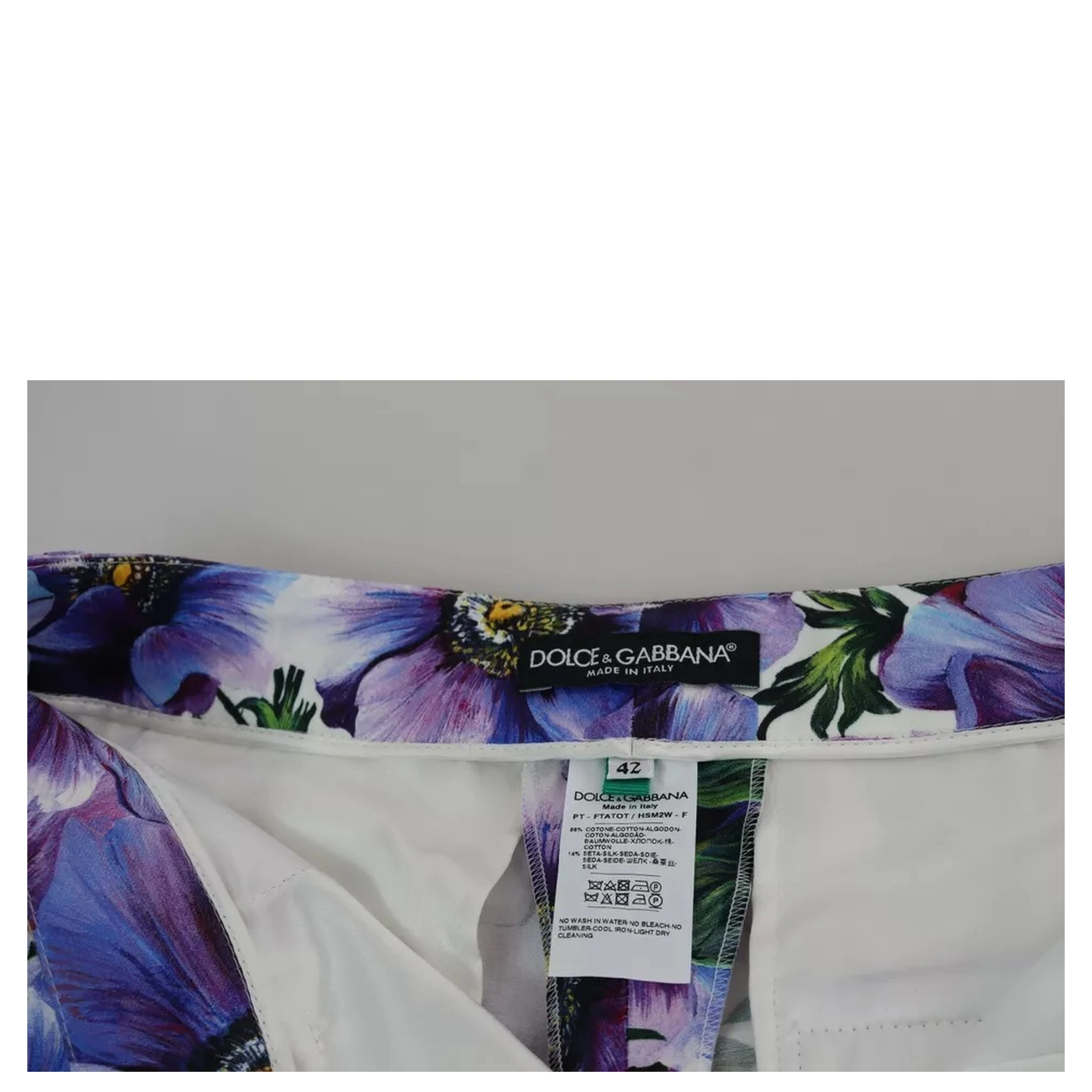 Purple Floral Print Tapered Cotton Pants