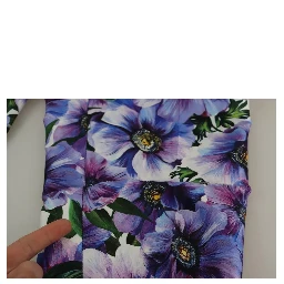 Purple Floral Print Tapered Cotton Pants