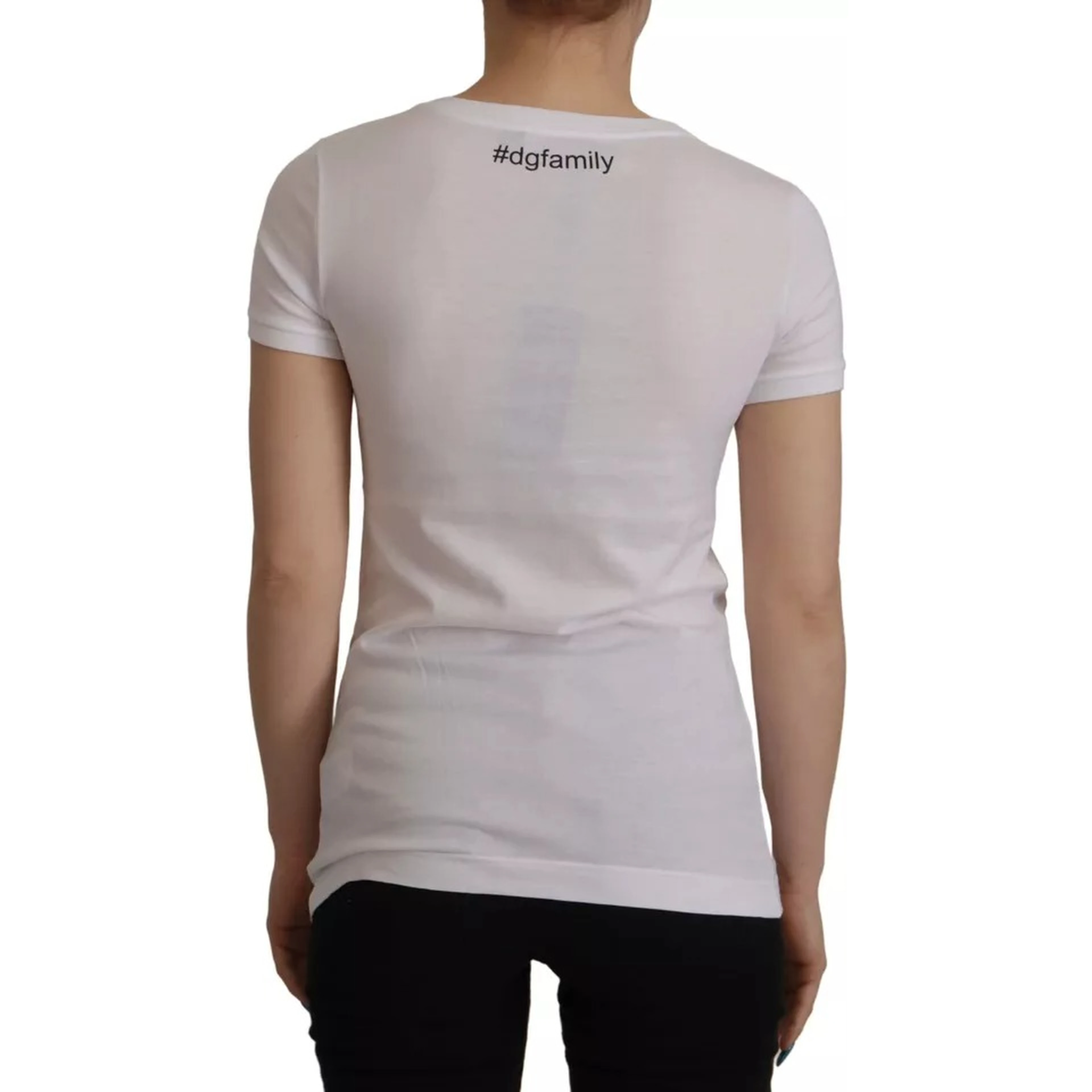 White #DGFamily Patch Top Cotton T-shirt