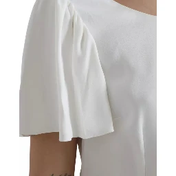 White Viscose Round Neck Short Sleeves Top