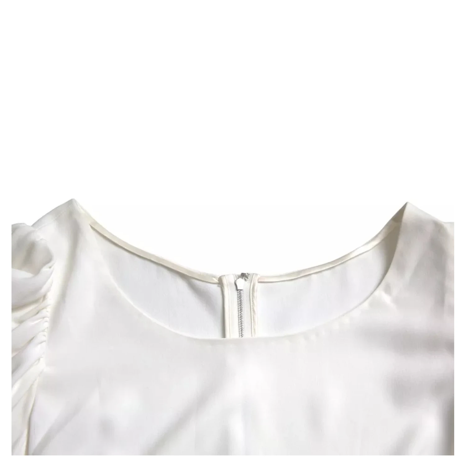 White Viscose Round Neck Short Sleeves Top