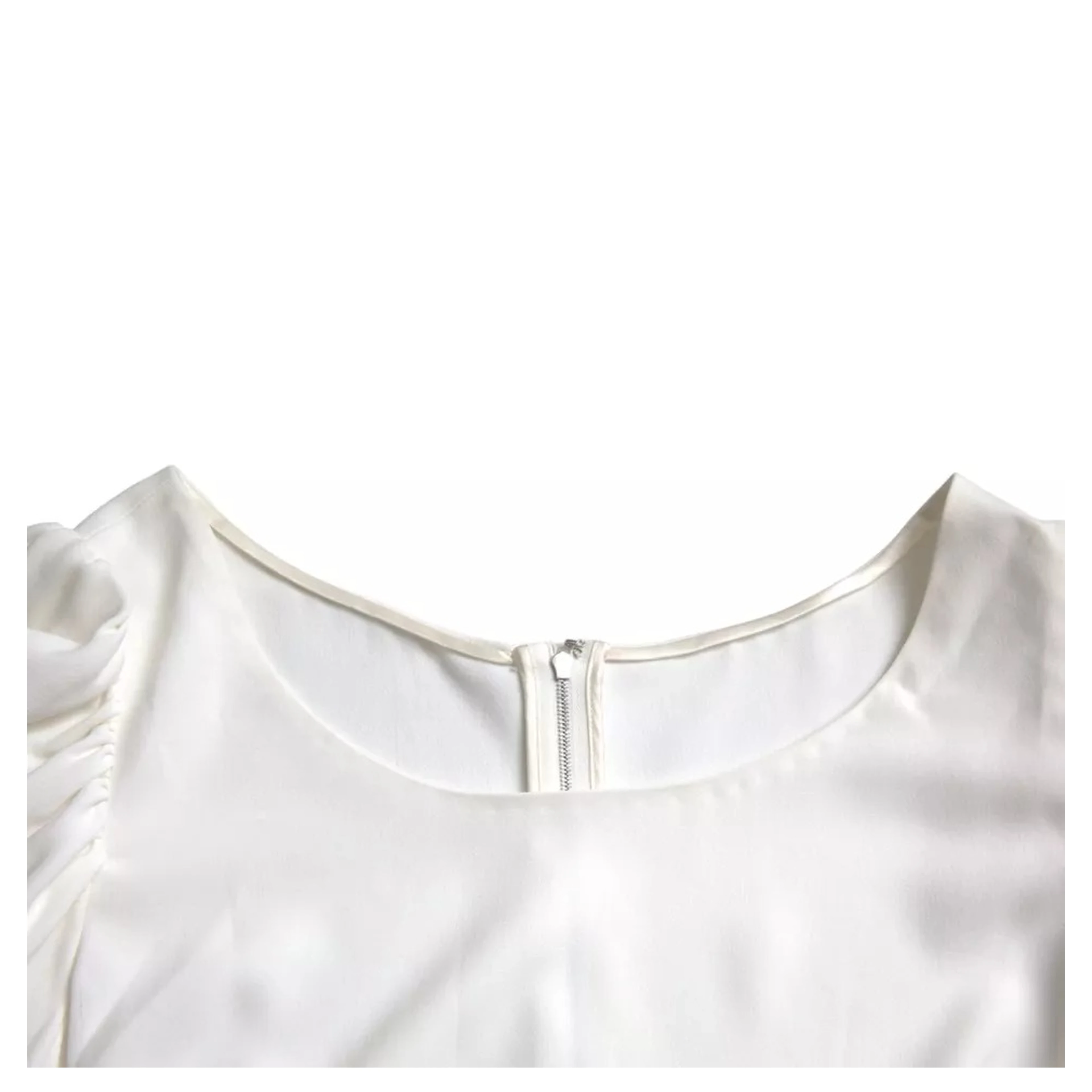 White Viscose Round Neck Short Sleeves Top