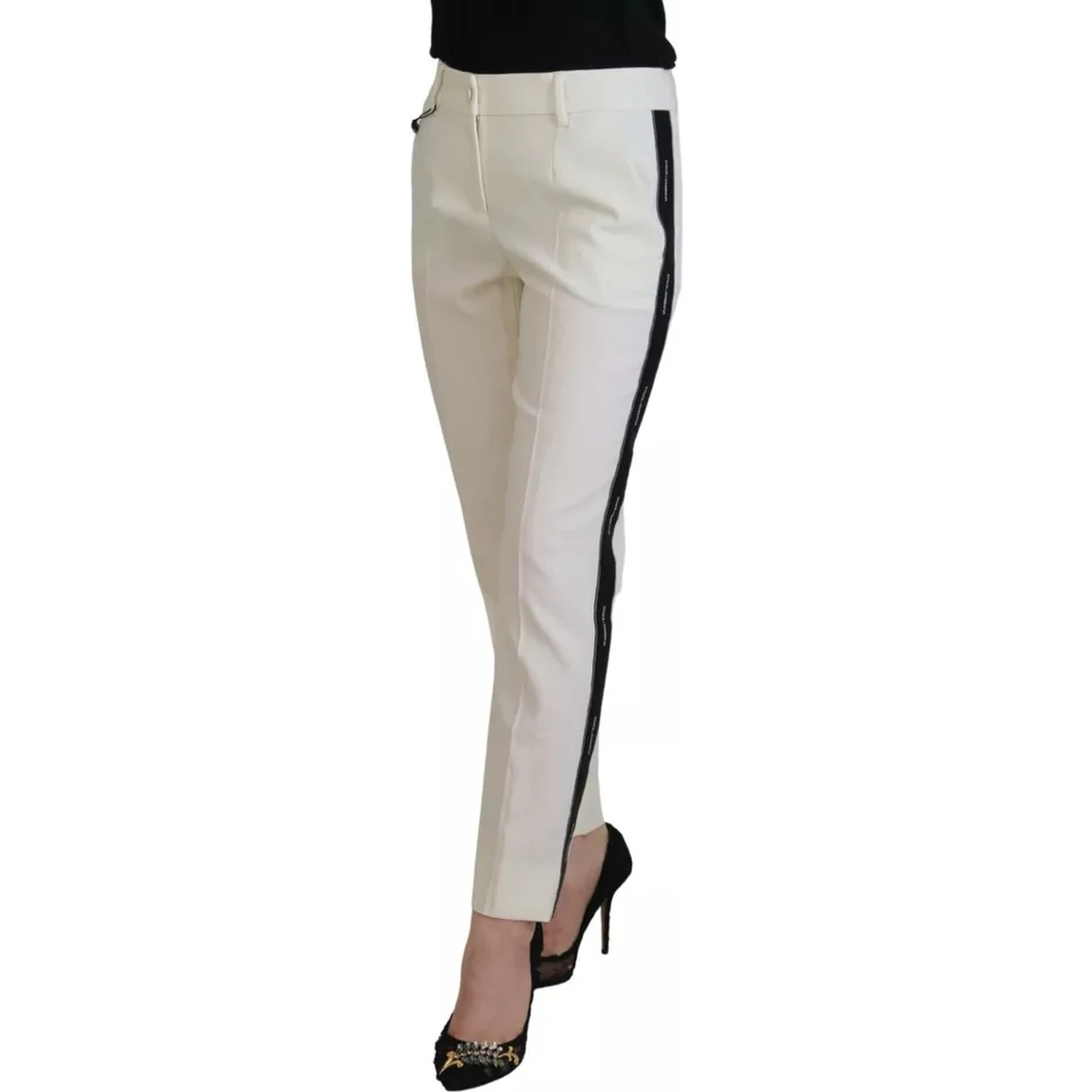 White High Waist Tapered Wool Pants