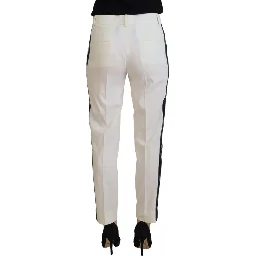 White High Waist Tapered Wool Pants