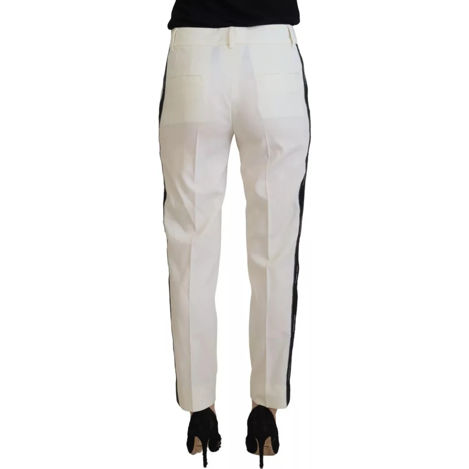 White High Waist Tapered Wool Pants