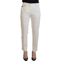 White High Waist Tapered Wool Pants