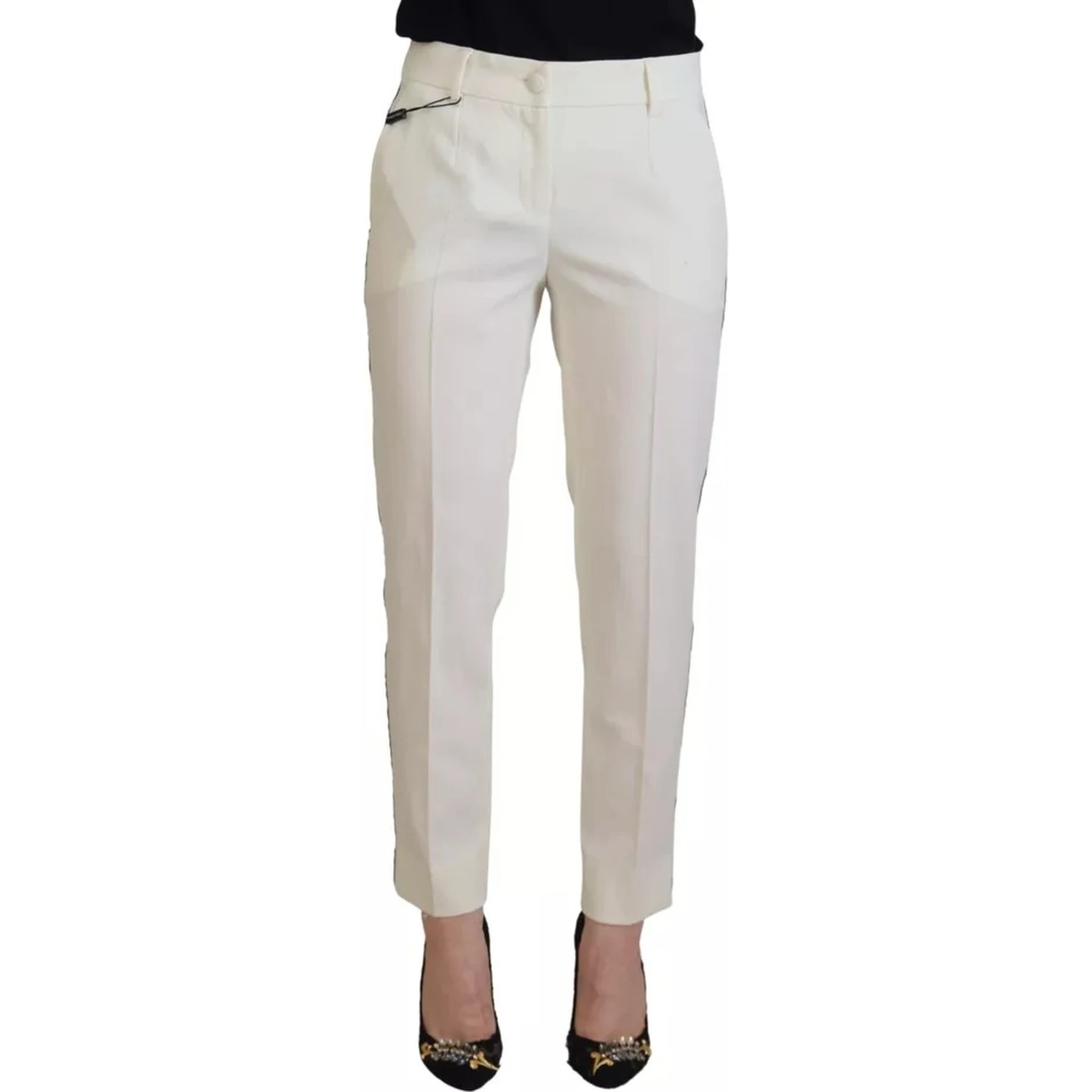 White High Waist Tapered Wool Pants