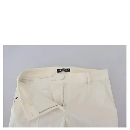 White High Waist Tapered Wool Pants