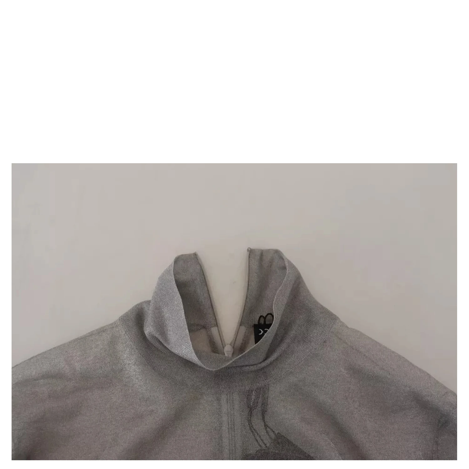 Gray See Through Turtleneck Pullover Sweater