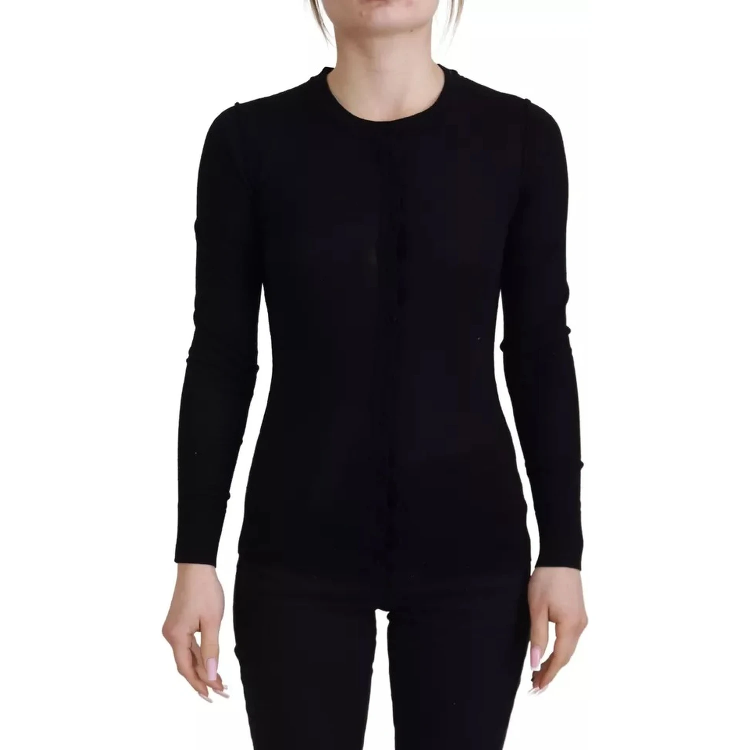 Black Crewneck Long Sleeves Pullover Sweater