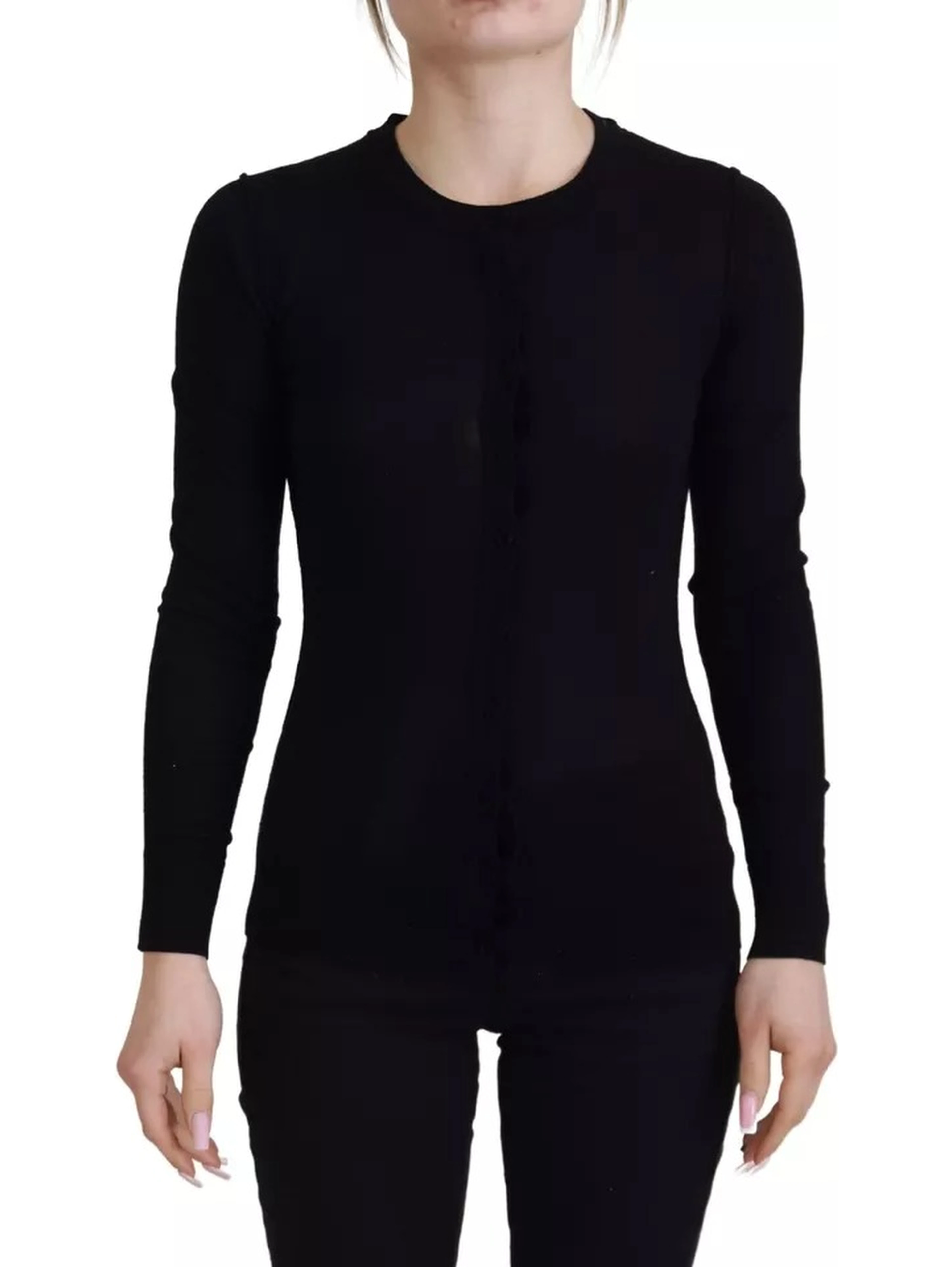 Black Crewneck Long Sleeves Pullover Sweater