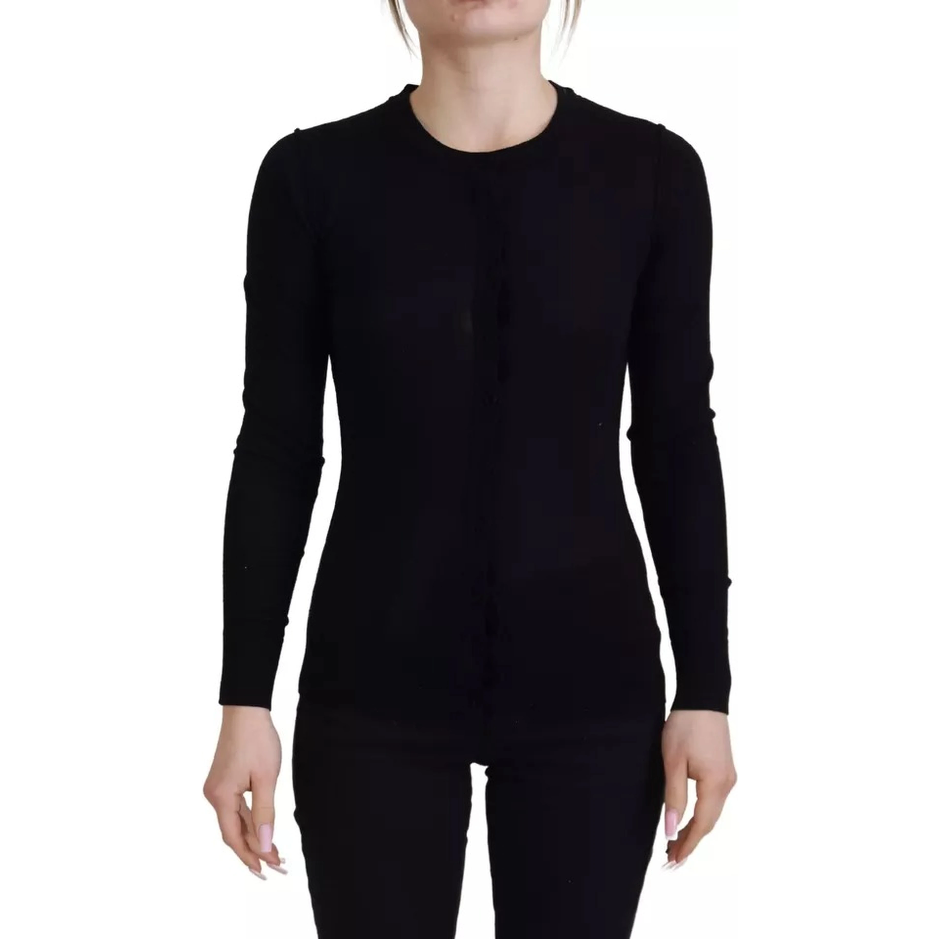 Black Crewneck Long Sleeves Pullover Sweater