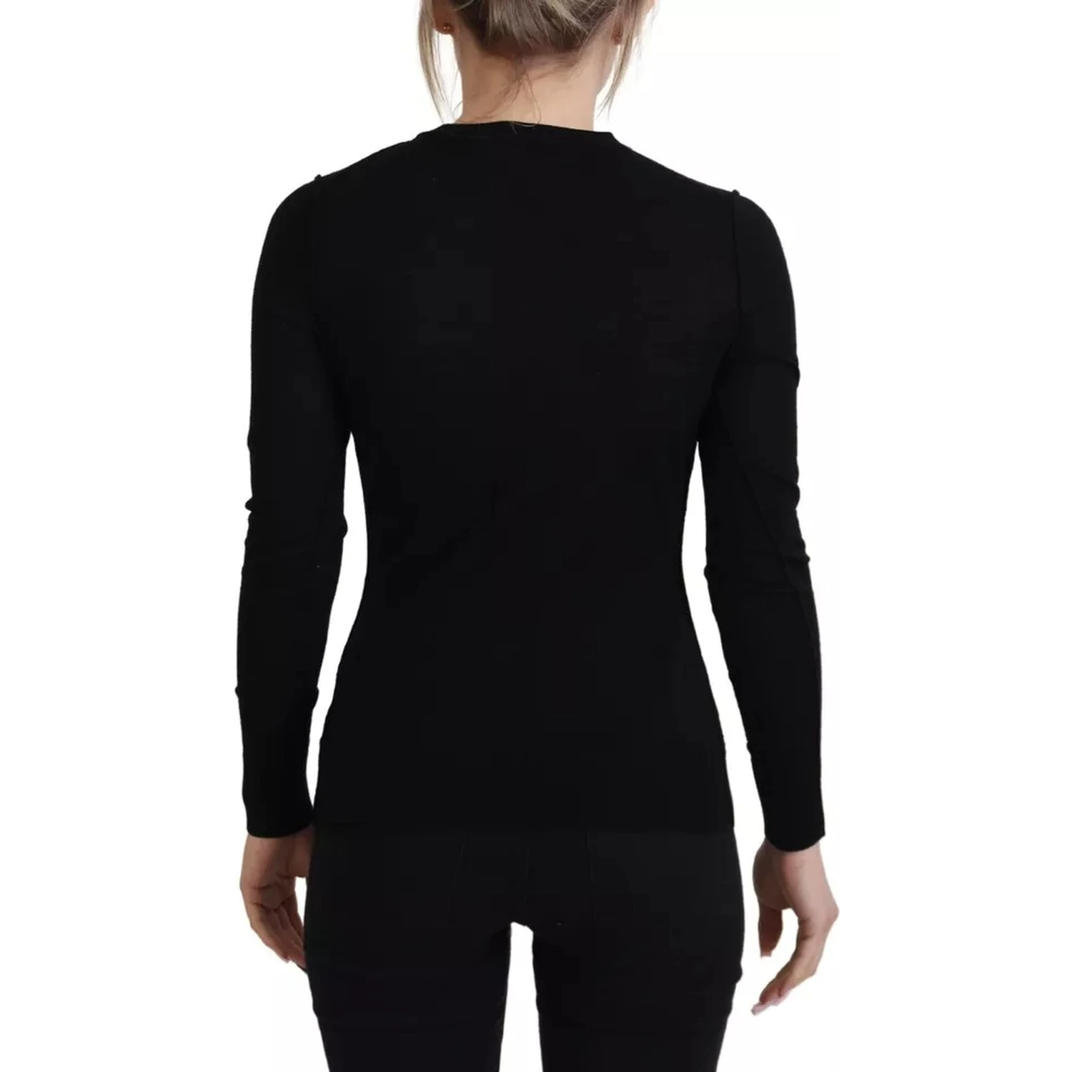 Black Crewneck Long Sleeves Pullover Sweater