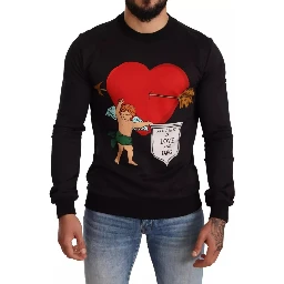 Black Cupid Print Hoodie Sweatshirt Sweater