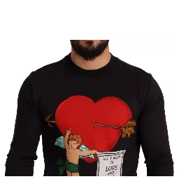 Black Cupid Print Hoodie Sweatshirt Sweater