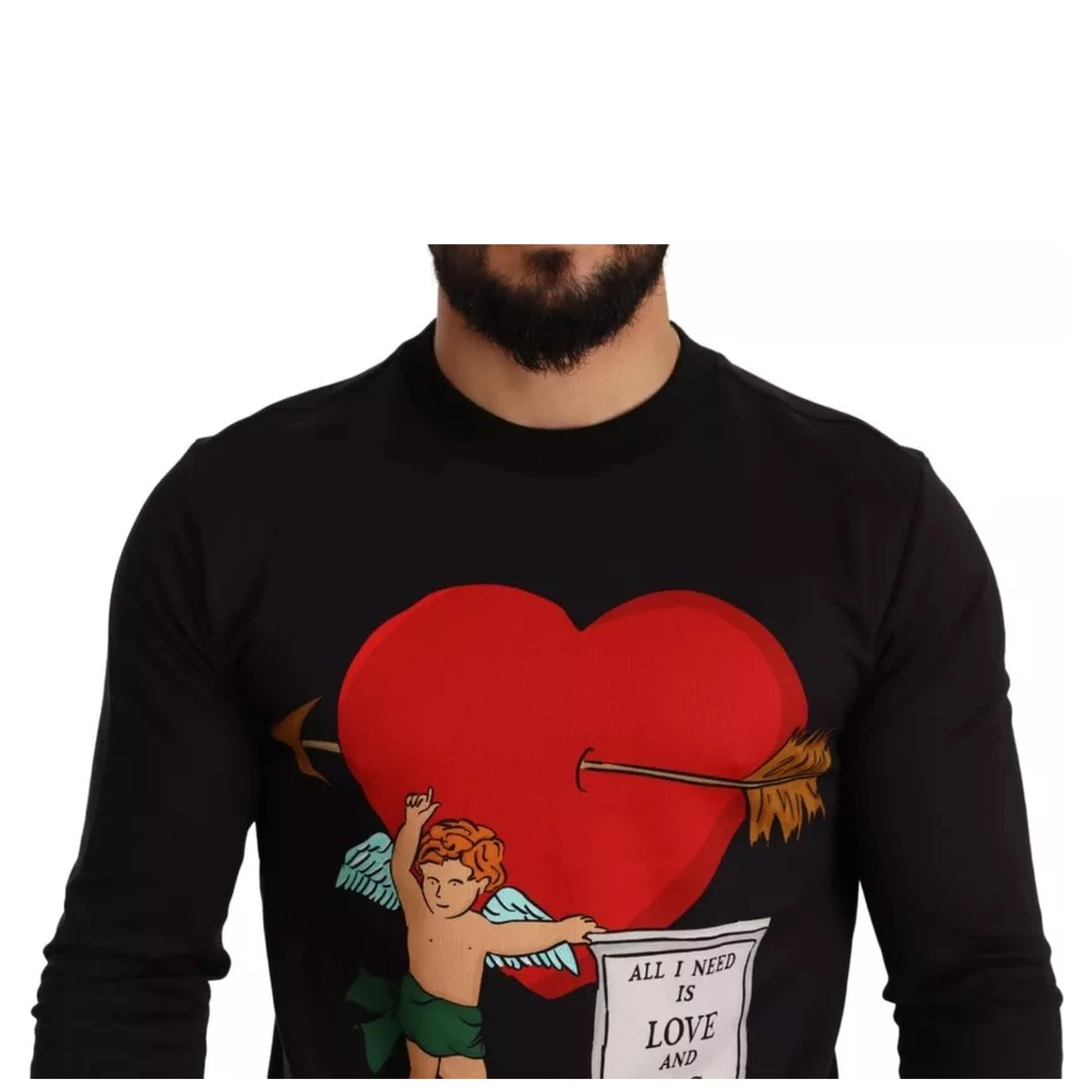 Black Cupid Print Hoodie Sweatshirt Sweater