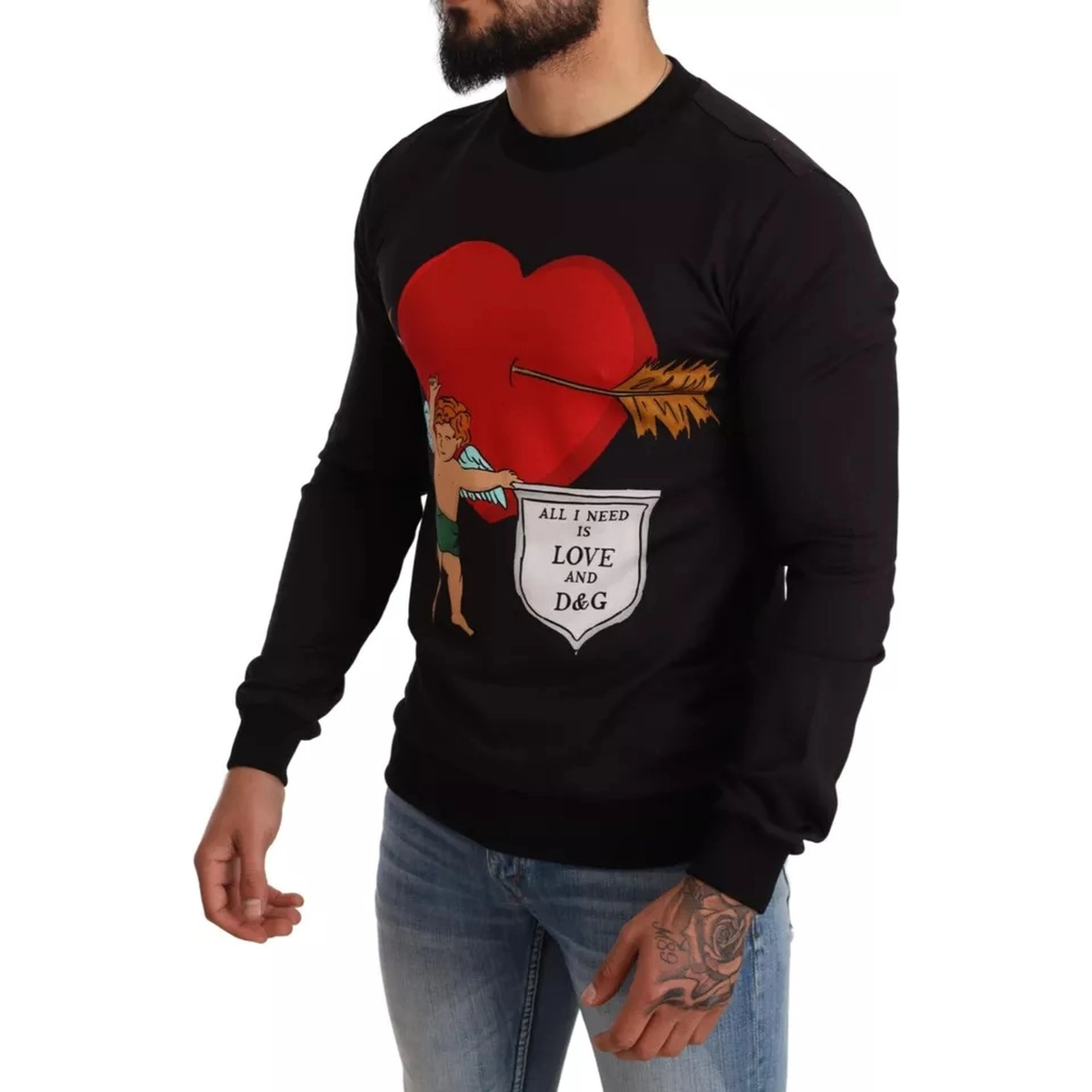 Black Cupid Print Hoodie Sweatshirt Sweater