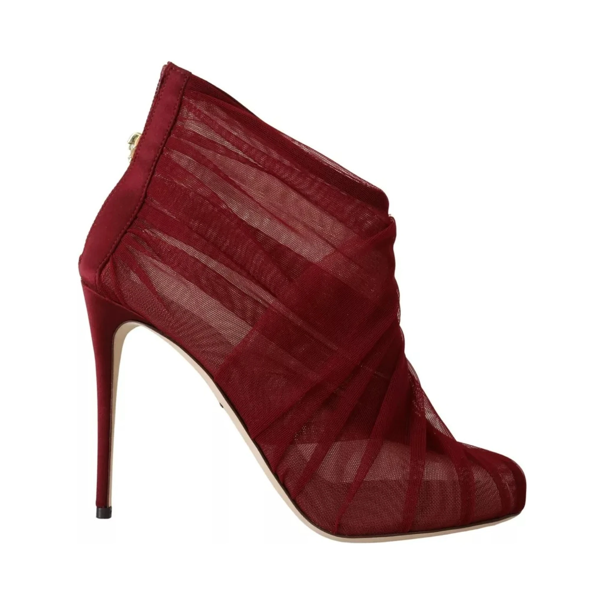 Red Tulle Ankle Boots Stiletto Heels Shoes