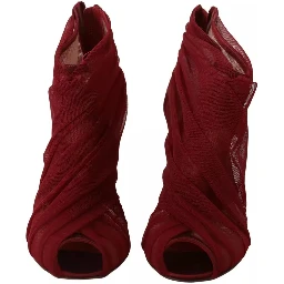Red Tulle Ankle Boots Stiletto Heels Shoes