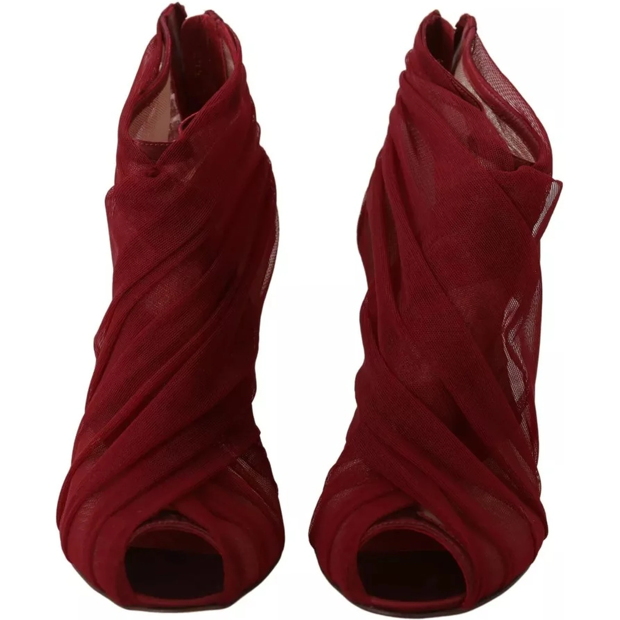 Red Tulle Ankle Boots Stiletto Heels Shoes