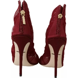 Red Tulle Ankle Boots Stiletto Heels Shoes