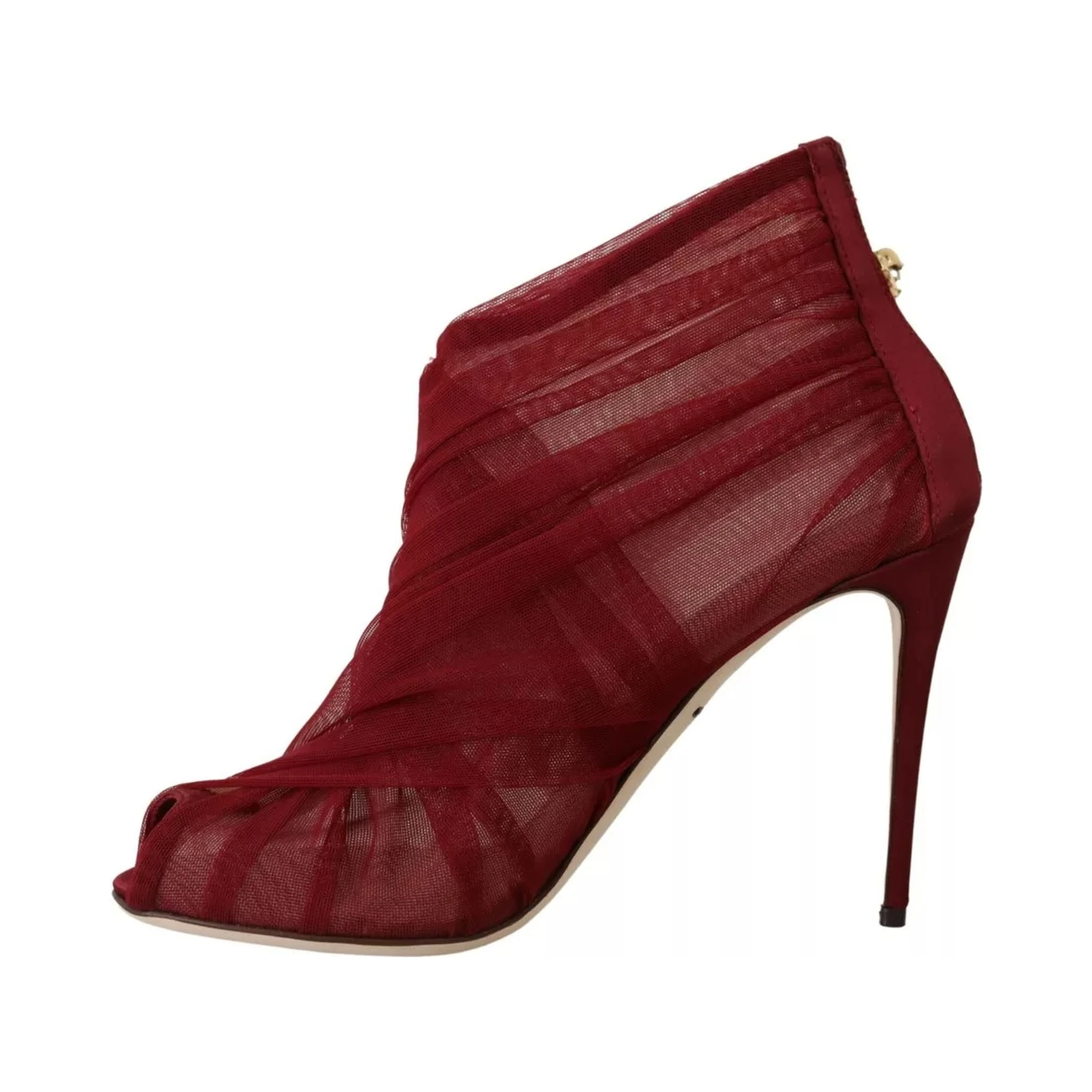 Red Tulle Ankle Boots Stiletto Heels Shoes