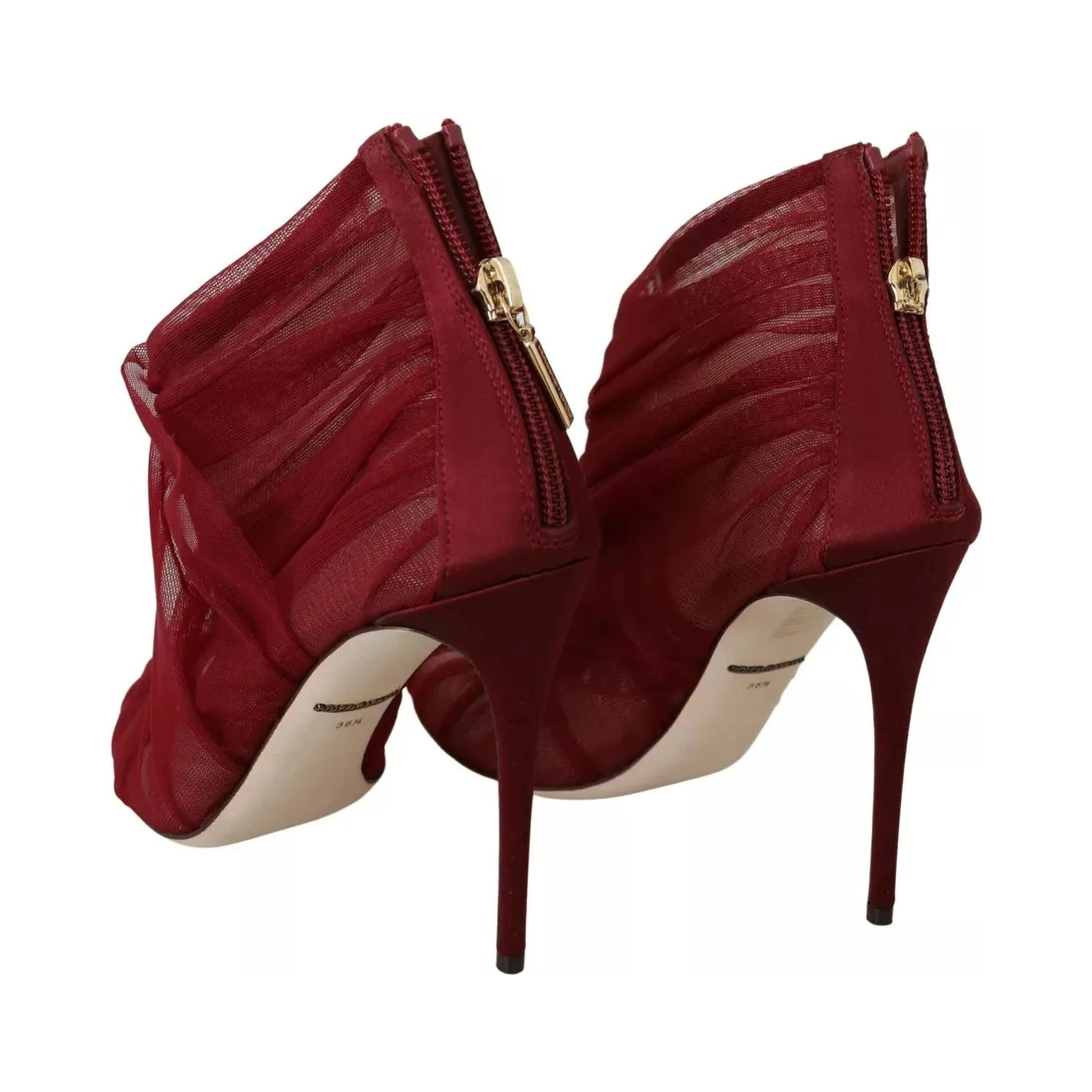 Red Tulle Ankle Boots Stiletto Heels Shoes