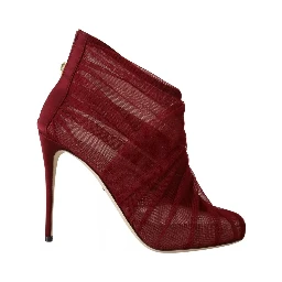 Red Tulle Ankle Boots Stiletto Heels Shoes
