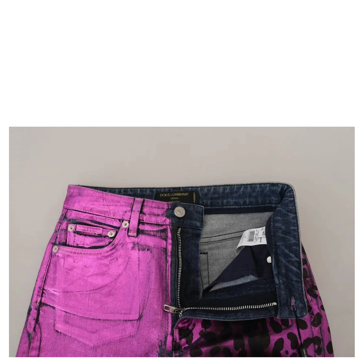Purple Leopard Cotton Slim Fit Denim Jeans