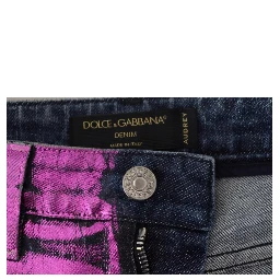 Purple Leopard Cotton Slim Fit Denim Jeans