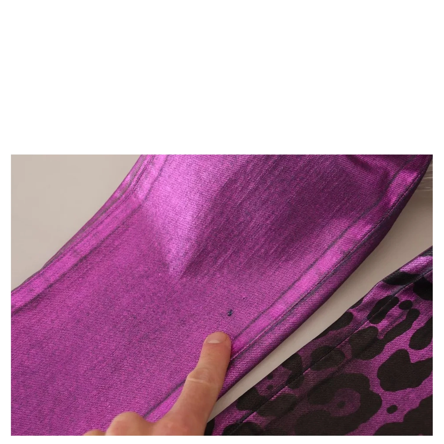 Purple Leopard Cotton Slim Fit Denim Jeans