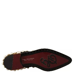 Black Lace Up Jewelled Formal Flats Shoes