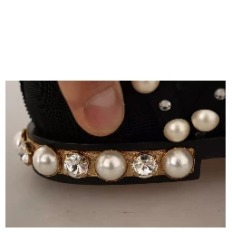 Black Lace Up Jewelled Formal Flats Shoes