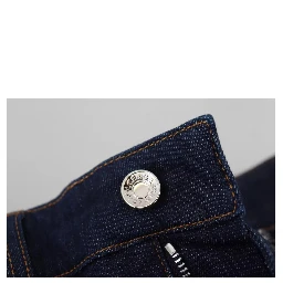 Blue Denim Stretch Crystal Hot Pants Shorts