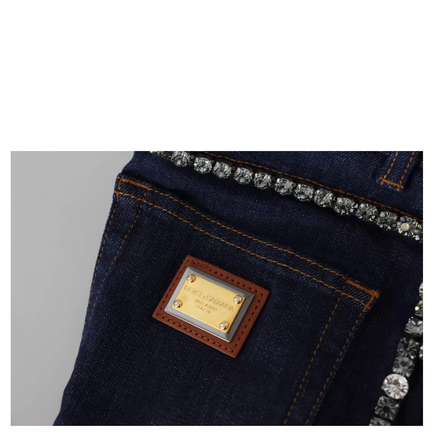 Blue Denim Stretch Crystal Hot Pants Shorts