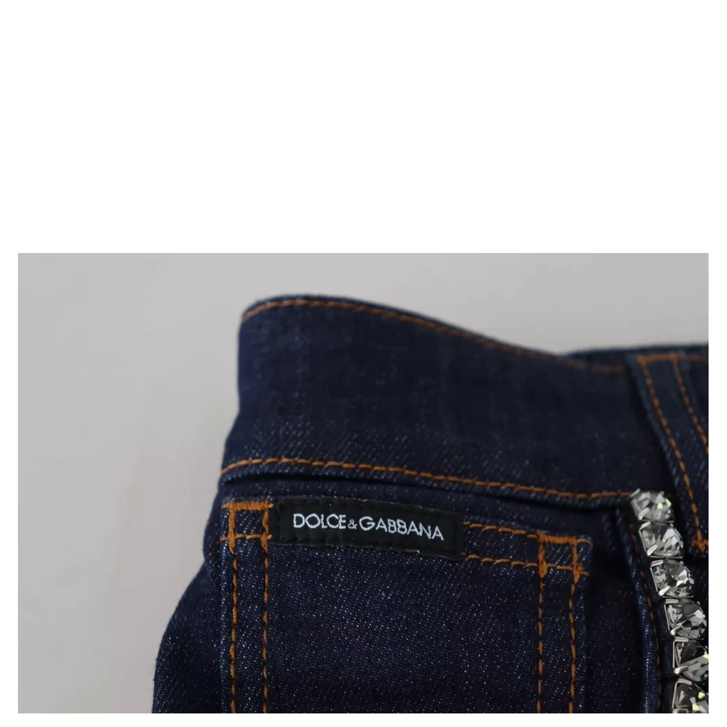 Blue Denim Stretch Crystal Hot Pants Shorts