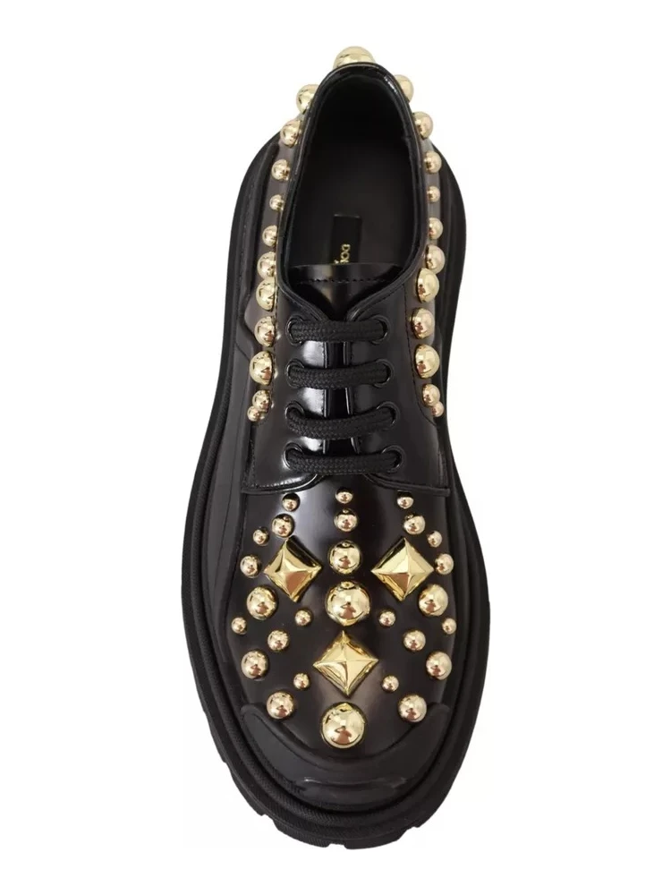 Black Leather Trekking Derby Embellished Shoes alternative