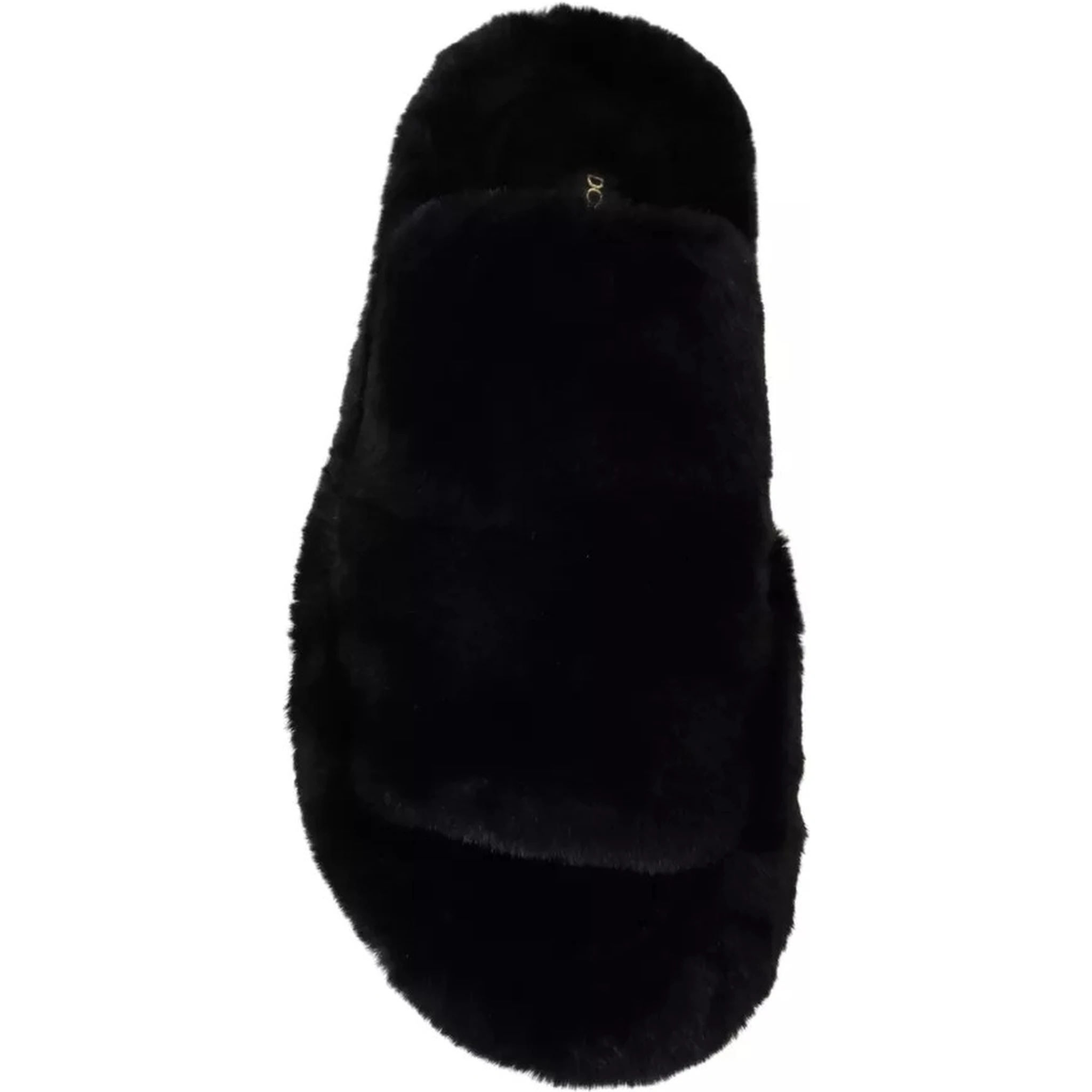 Black Polyester Faux Fur Mens Flats Sandals Shoes