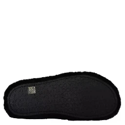 Black Polyester Faux Fur Mens Flats Sandals Shoes