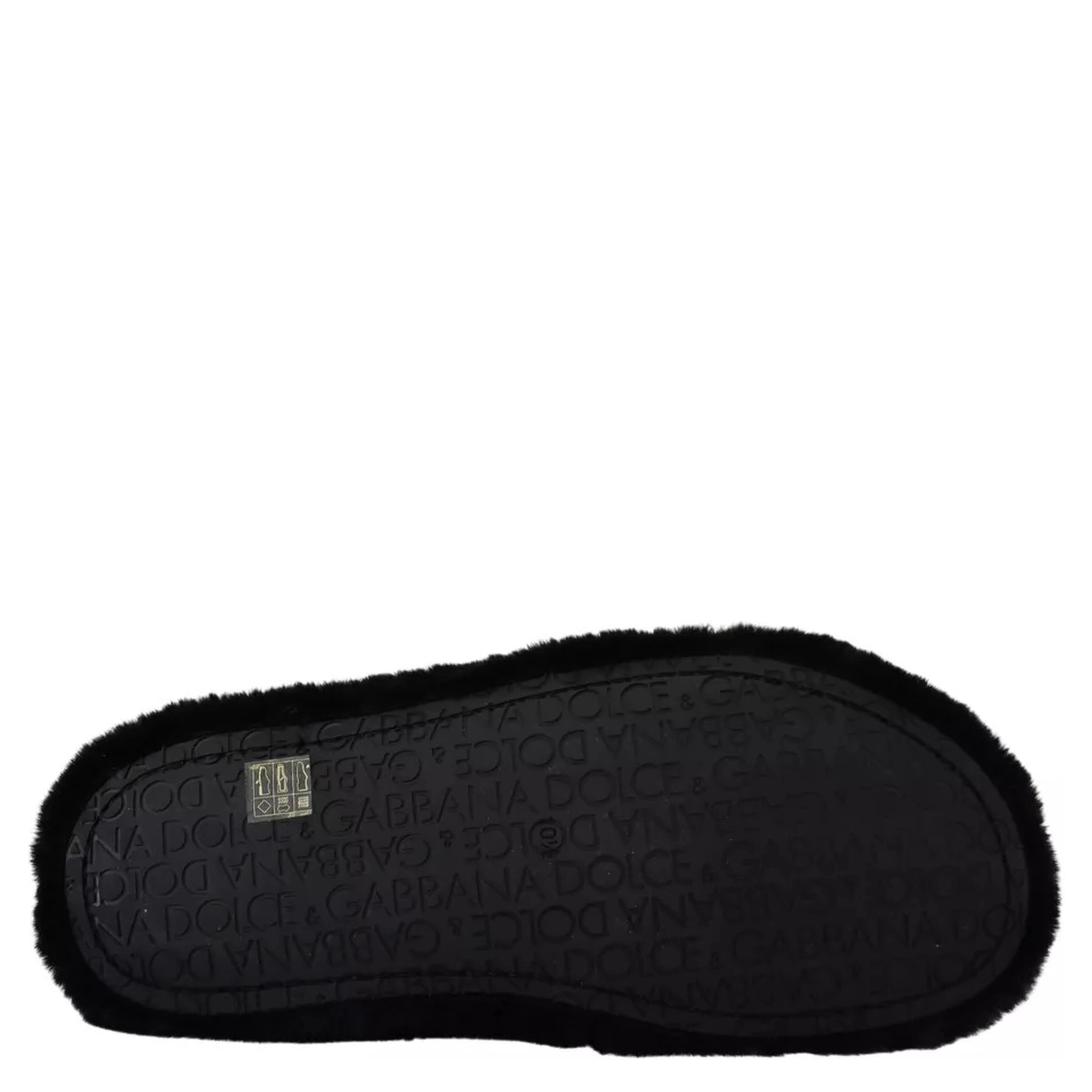 Black Polyester Faux Fur Mens Flats Sandals Shoes