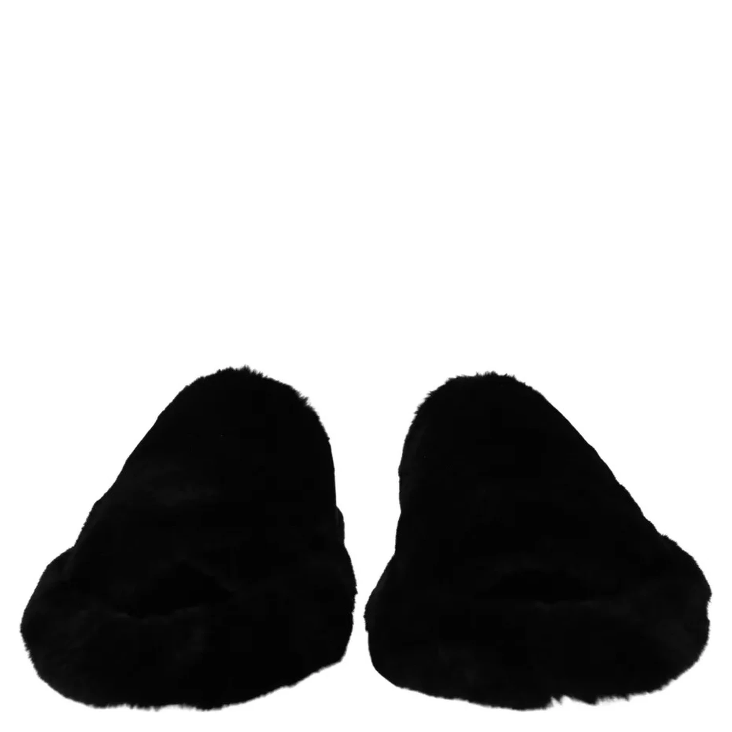 Black Polyester Faux Fur Mens Flats Sandals Shoes