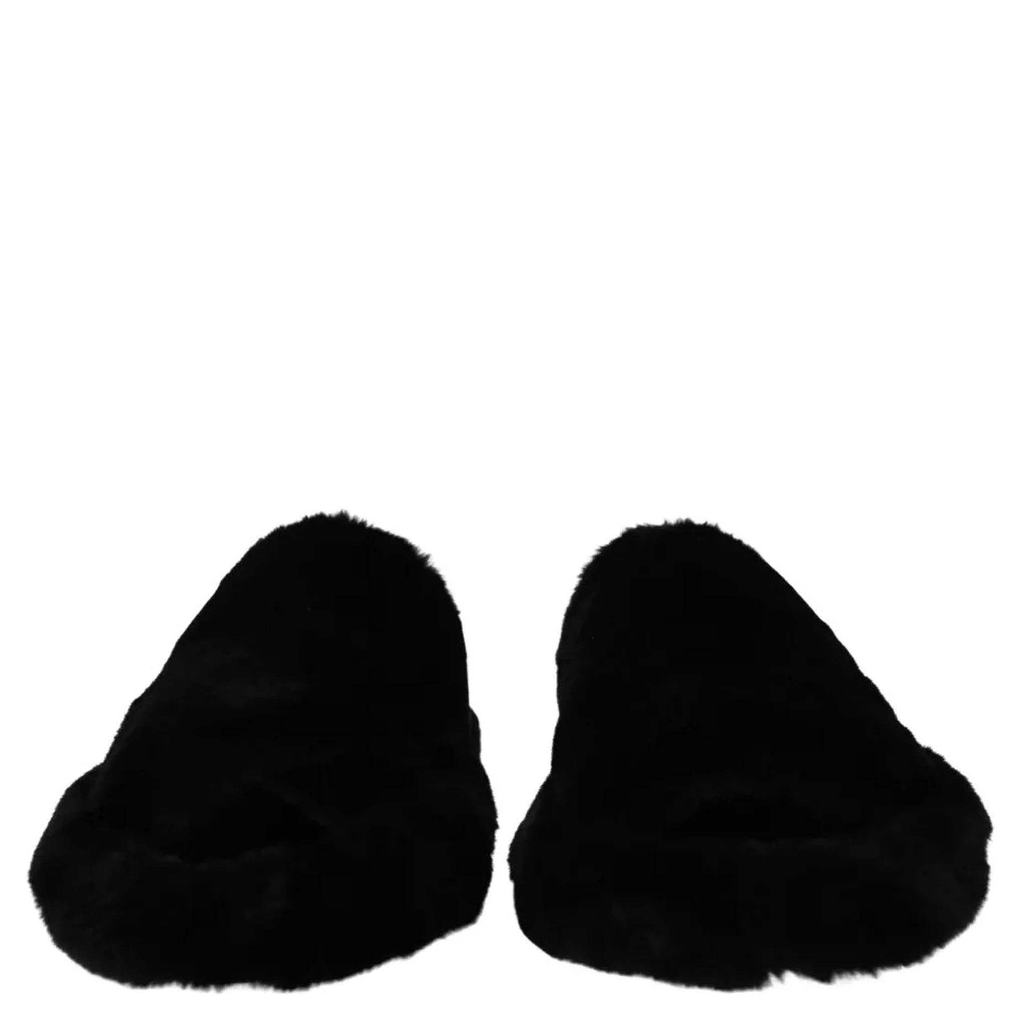 Black Polyester Faux Fur Mens Flats Sandals Shoes