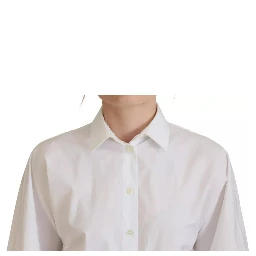 White Cotton Button Front Short Sleeve Shirt