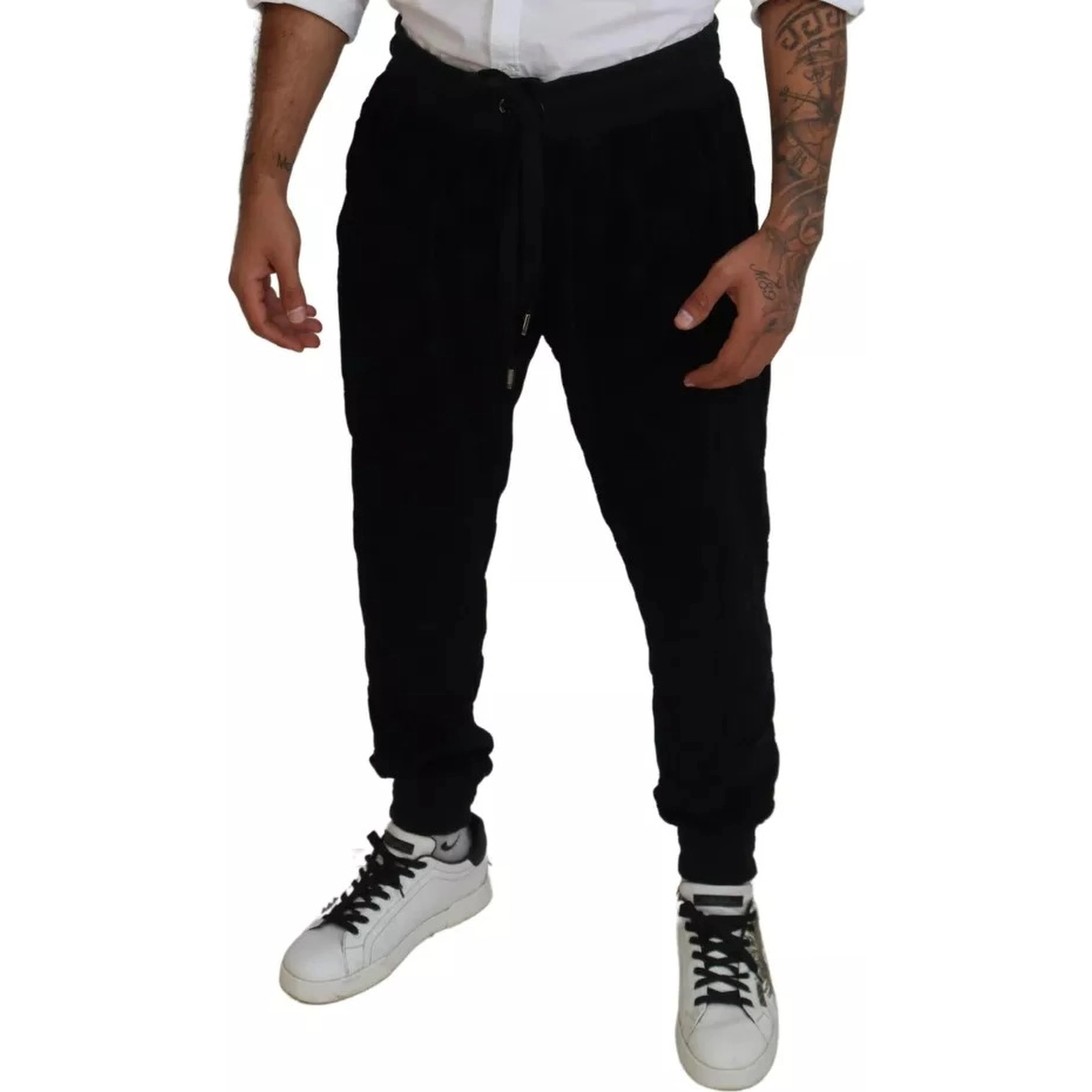 Black Cotton Skinny Jogger Sweatpants Pants