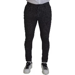 Gray Chevron Viscose Skinny Pants